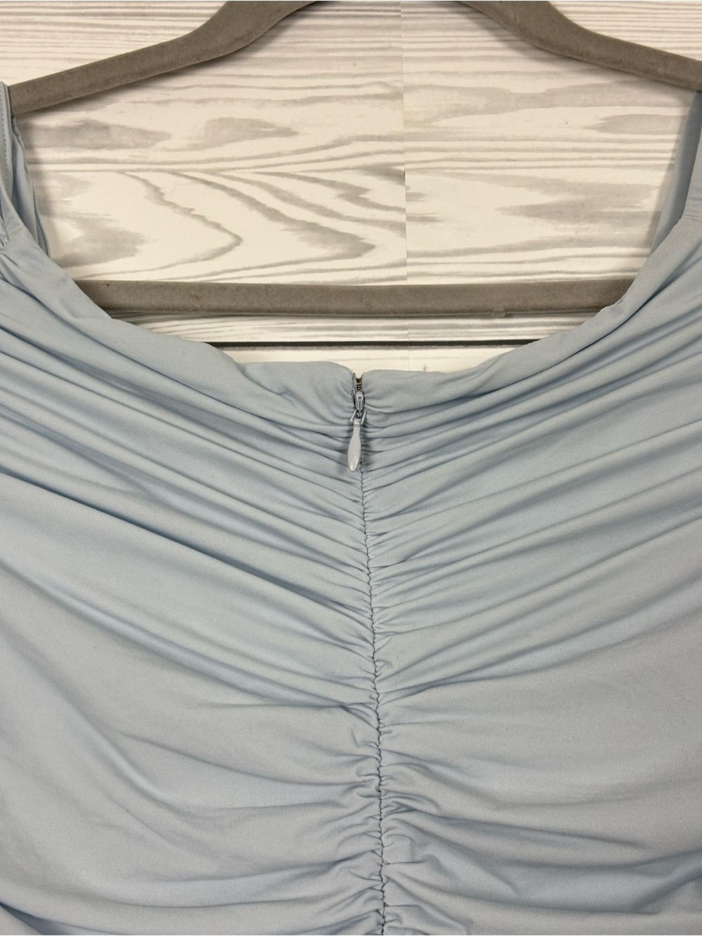 Bumpsuit maternity airbrush off the shoulder dress size large NWT Powder blue - Picture 7 of 10